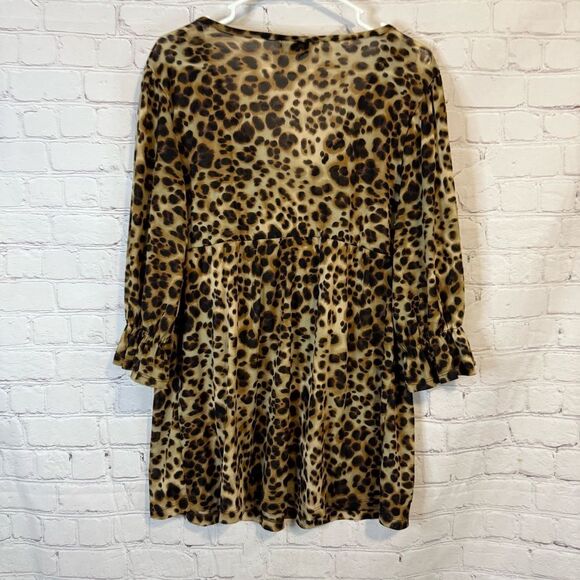 Lane Bryant Brown and Black V-Neck Bell Sleeve Blouse - Picture 5 of 6